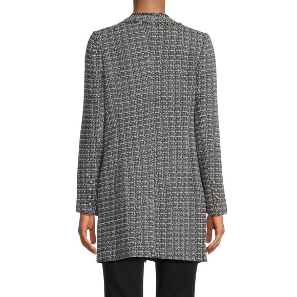 Nanette Lepore Tweed Frayed Blazer In Very Black Lady Jacket Pearl Button Size M - Picture 4 of 9